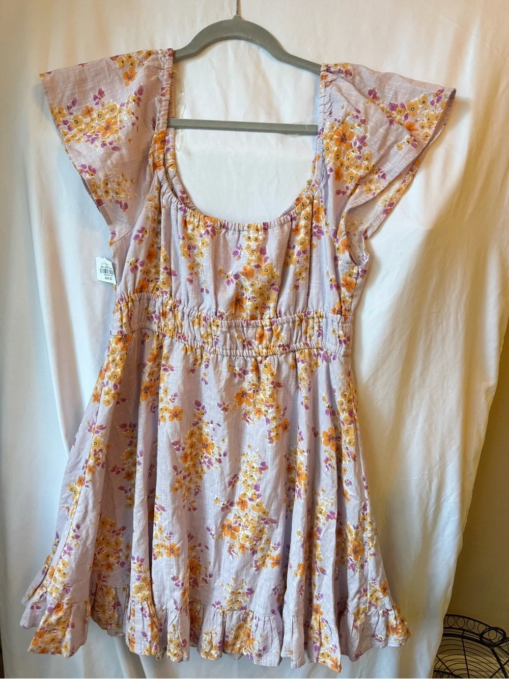 Floral Smocked Waist Lavender Mini Dress